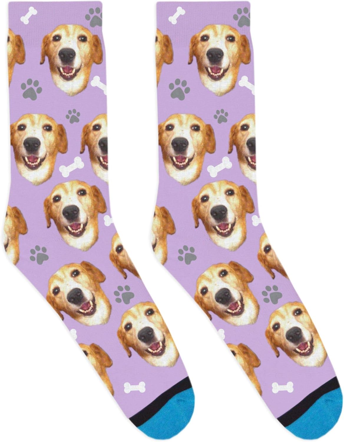 DivvyUp Socks - Custom Dog Socks - Put Your Dog on Socks! (Small, Lavender)