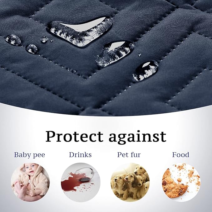 H.VERSAILTEX Reversible Sofa Slipcover Furniture Protector Water Resistant 2" Elastic Straps Sofa Cover Couch Covers Pets Kids Fit Sitting Width Up to 78" (Oversized Sofa: 86" x 132", Navy/Beige)
