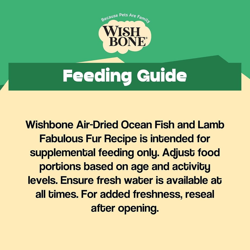 Wishbone Air-Dried Ocean Fish & Lamb Dog Food - Rich in Protein, Grain Free, Fish and Lamb Recipe, Skin and Coat Support for Pet Health - Made in New Zealand - 1lb