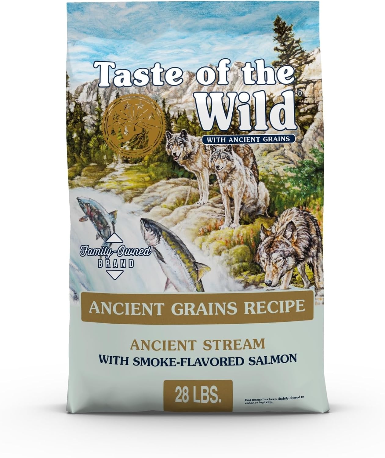 Taste of the Wild Ancient Stream Dry Dog Food, Smoke-Flavored Salmon, 28lb | Puppy, Adult & Senior Dogs | High Protein | Real Salmon & Ancient Grains | Nutrient Dense to Help Support Peak Health
