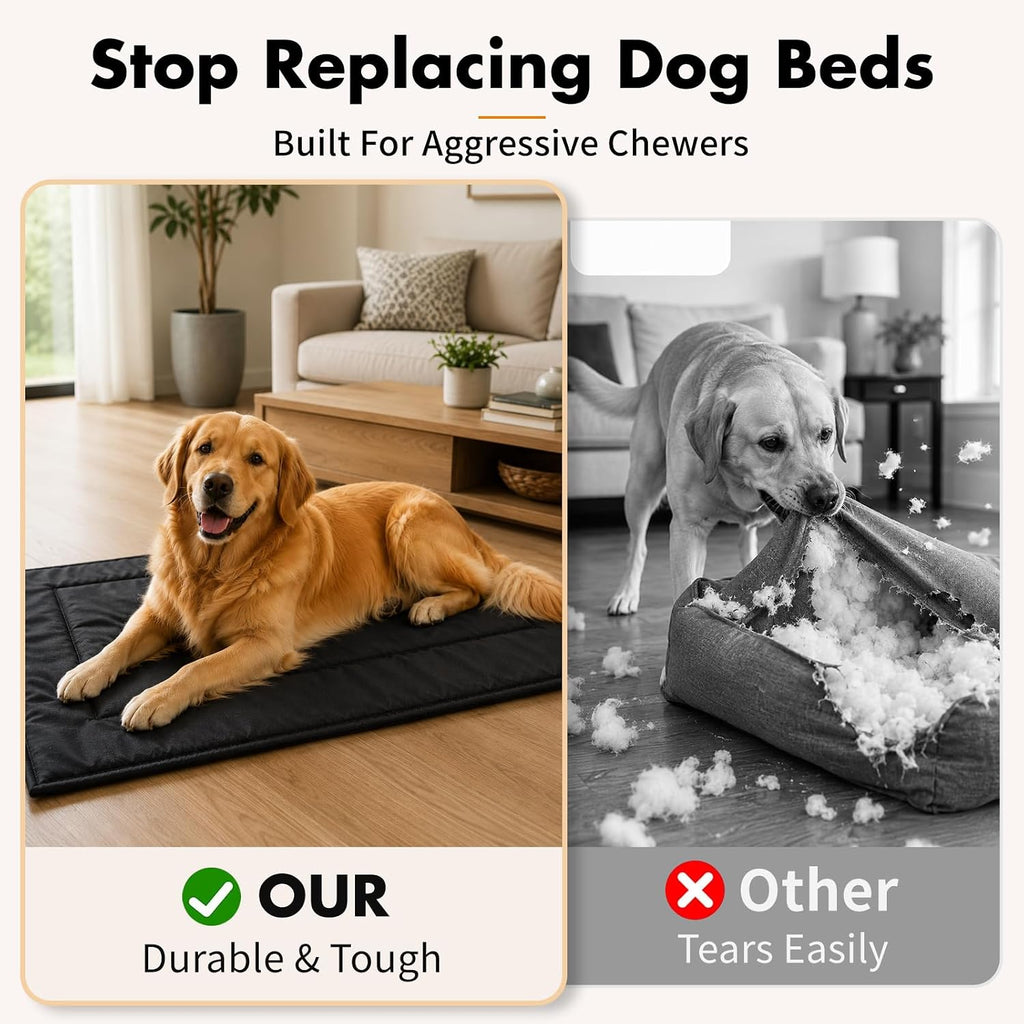 Chew Proof Dog Crate Pad, Indestructible Dog Bed for Aggressive Chewers, Waterproof Machine Washable Dog Kennel Pad (29x18 in)