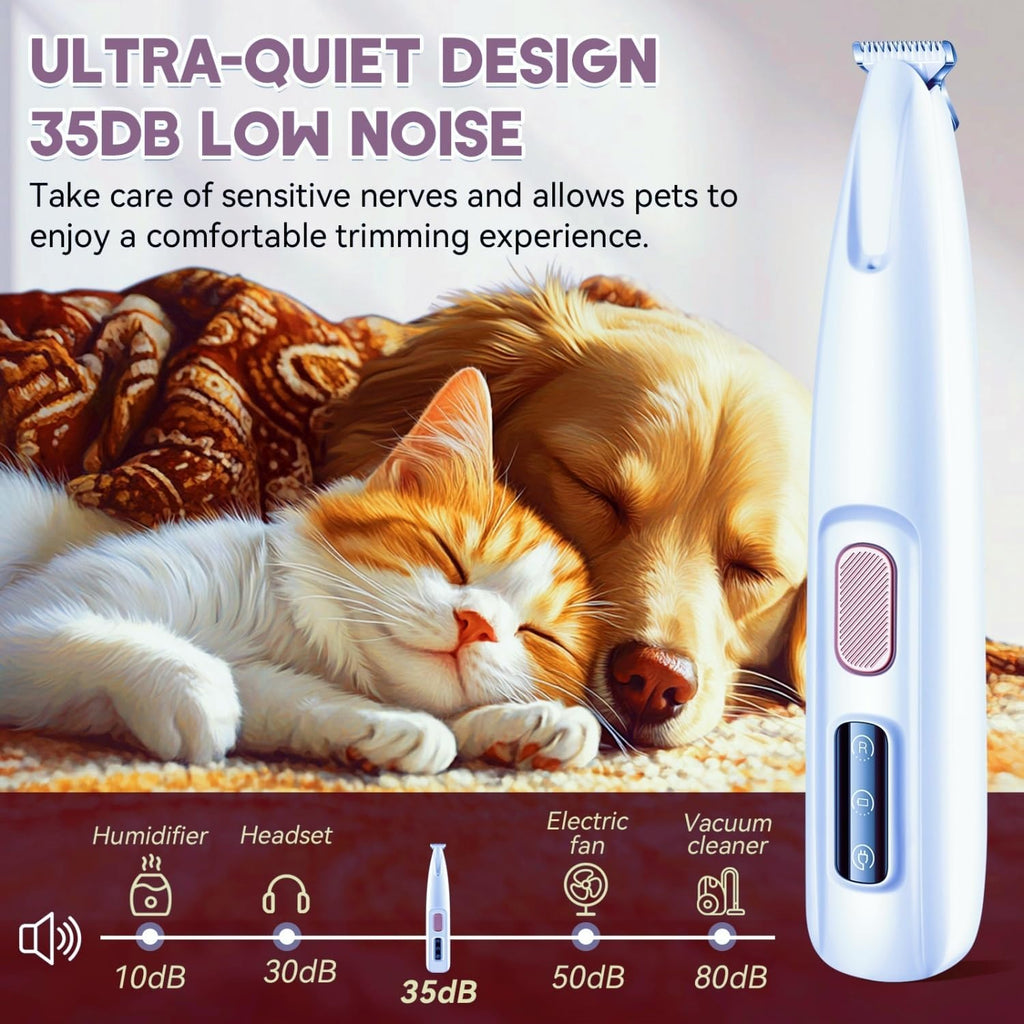 Dogs Cats Rabbits Paw Trimmer with LED Light Pets Use (White) | Electric Pets Clippers Rechargeable, Grooming Shaver for Dog Cat Rabbit Eyes Face Ears Feet Rump Hair, Waterproof, Cordless
