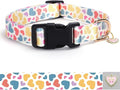 Love Pattern Dog Collar with Buckle Adjustable Safety Nylon Collars for Small Medium Large Dogs, Cute Stylish Girl Boy Christmas Dog Collar(White Heart,L)