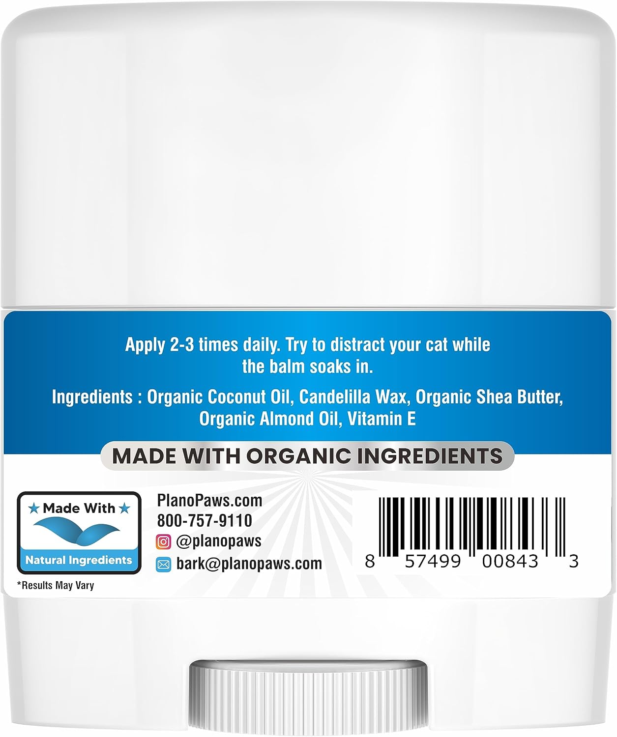 Lick Safe Cat Paw Balm for Dry Cracked Paws, Natural, 1 Oz Balm Stick | Paw Butter for Cats, Paw Wax, Nose Balm, Made in USA, Coconut Oil & Shea Butter, Soothes and Moisturizes, All Breeds and Ages