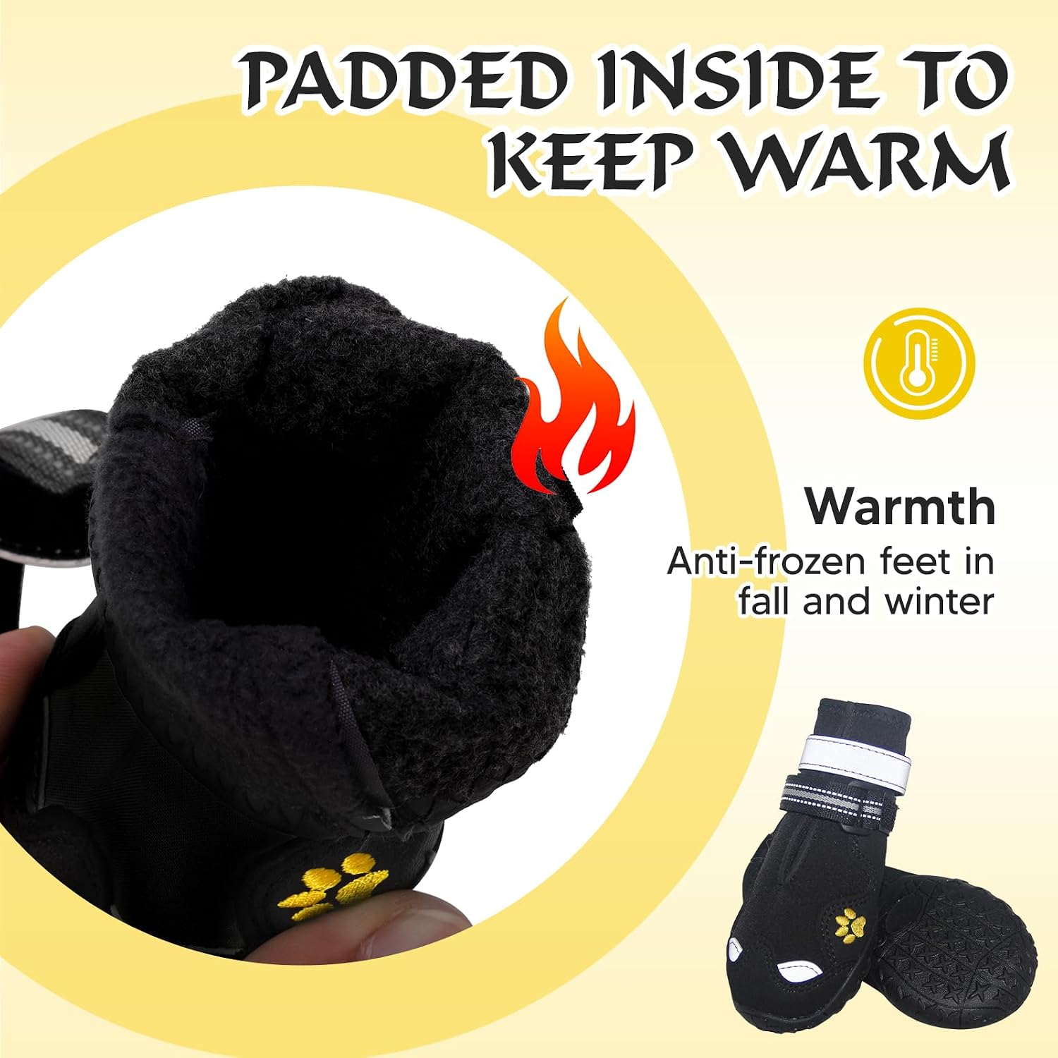 Dog Shoes, Dog Shoes for Large Dogs, Anti Slip Dog Boots & Paw Protectors for Winter Snowy and Summer Hot Pavement, 4 Pack Dog Booties Waterproof for Large Size Dogs (Black, (Size 8))