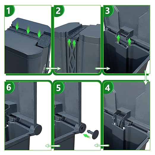 Dog Poop Outdoor Trash Can with Lid 20L/5Gal - Pedal & Removable Inner Bin, 200 Waste Bags + 1 Green Long Handle Pooper Scooper