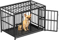 Pawaboo 38 Inch Heavy Duty Dog Crate, with Removable Tray, Escape Proof | Dog Kennel, 0.5 Inch Iron Tube Thickened Dogs Crate for Medium and Small Dogs, Easy to Clean, Black