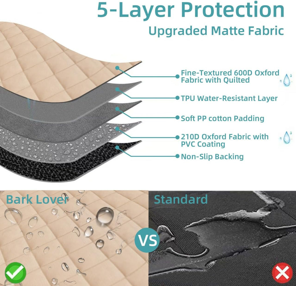 Bark Lover Dog Car Seat Cover for Back Seat,Armrest Compatible, Waterproof Backseat Protector, Nonslip Rear Seat Cover for Dogs & Kids, Universal Size Fits Cars Trucks SUVs (Beige)