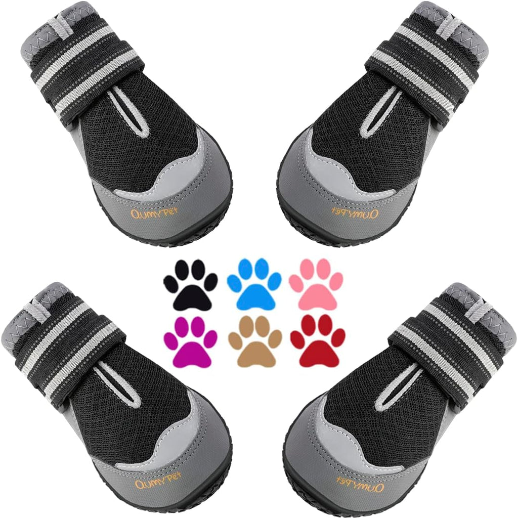 QUMY Dog Shoes for Large Medium Dog Boots & Paw Protectors for Hot Pavement | Summer Heat Protection, Mesh Breathable Nonslip Dog Booties for Hardwood Floors Indoor, Outside Walking Running Hiking Black