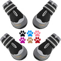 QUMY Dog Shoes for Large Medium Dog Boots & Paw Protectors for Hot Pavement | Summer Heat Protection, Mesh Breathable Nonslip Dog Booties for Hardwood Floors Indoor, Outside Walking Running Hiking Black