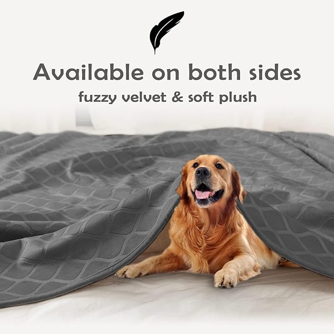 fuguitex Waterproof Dog Blanket Bed Cover Dog Crystal Velvet Moroccan Fuzzy Cozy Plush Pet Blanket Throw Blanket for Couch Sofa(40 * 60 inch, Dark Grey+Grey)