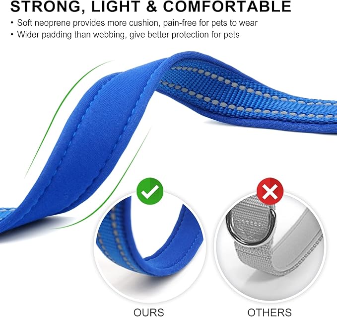 azuza Reflective Dog Collar with Airtag Holder, Soft Neoprene Padded Pet Collar with ID Tag Ring, Adjustable for Puppy and Small Dogs,Royal Blue,XS