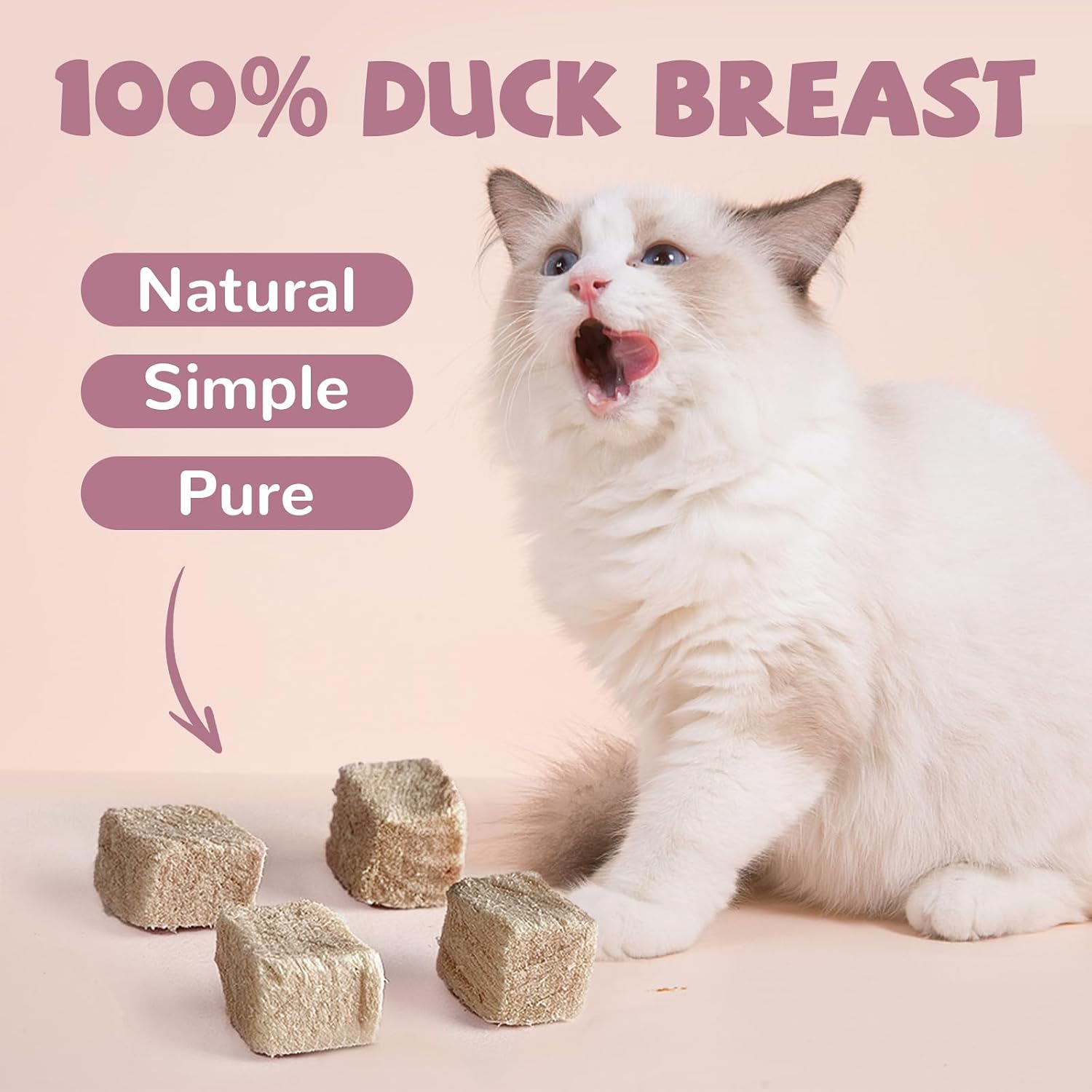 PAWUP Freeze Dried Duck Treats for Cats Dogs, Rawhide Free Freeze-Dried Raw Food Topper, High Protein, Gluten&Grain Free, 2.1oz