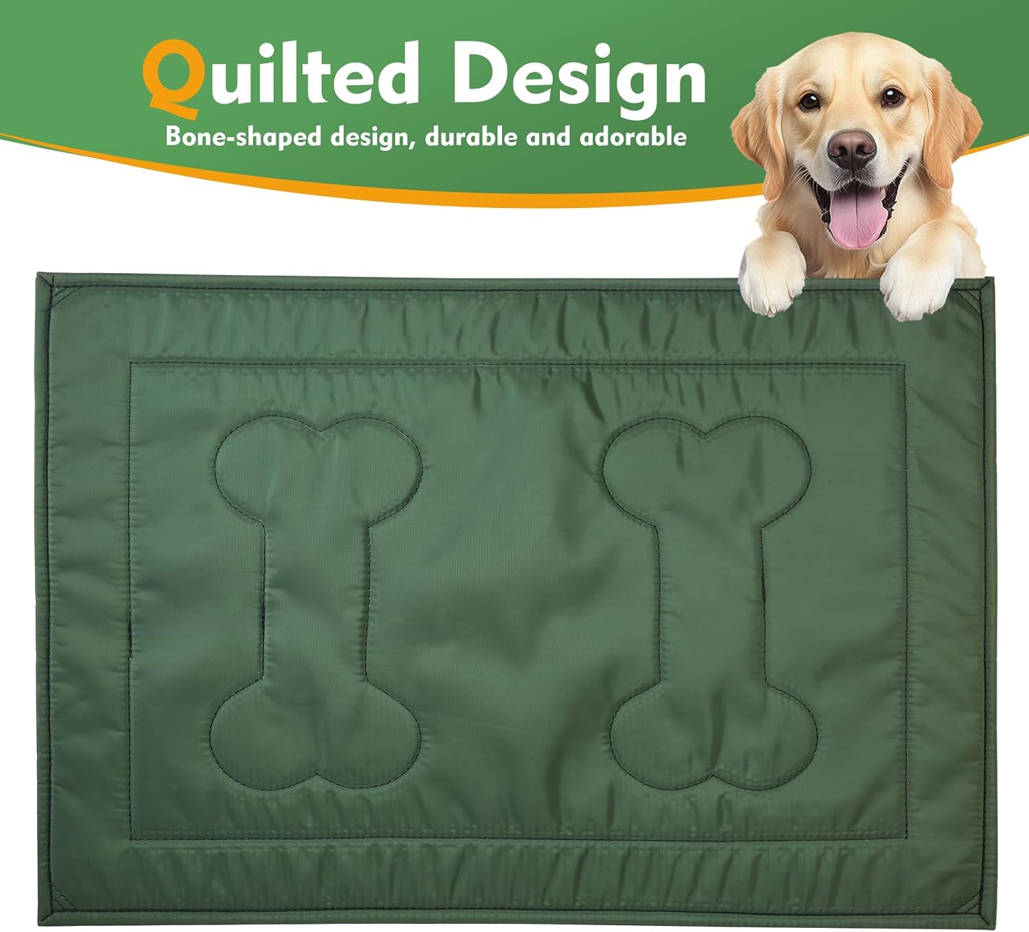 Chew Proof Indestructible Dog Crate Pad,Large (28"x41"),Green | Durable,for Aggressive Chewers,Tough,chew resistant, non chewable,Machine Washable & Waterproof,Indoor Outdoor