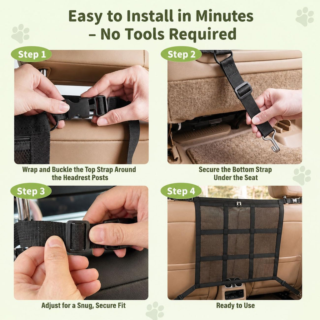 Dog Car Barrier for Mazda CX-50 2023-2025, Dog Barrier Adjustable Mesh Divider with Zipper Backseat Pet Net Breathable Safety Partition for Travel