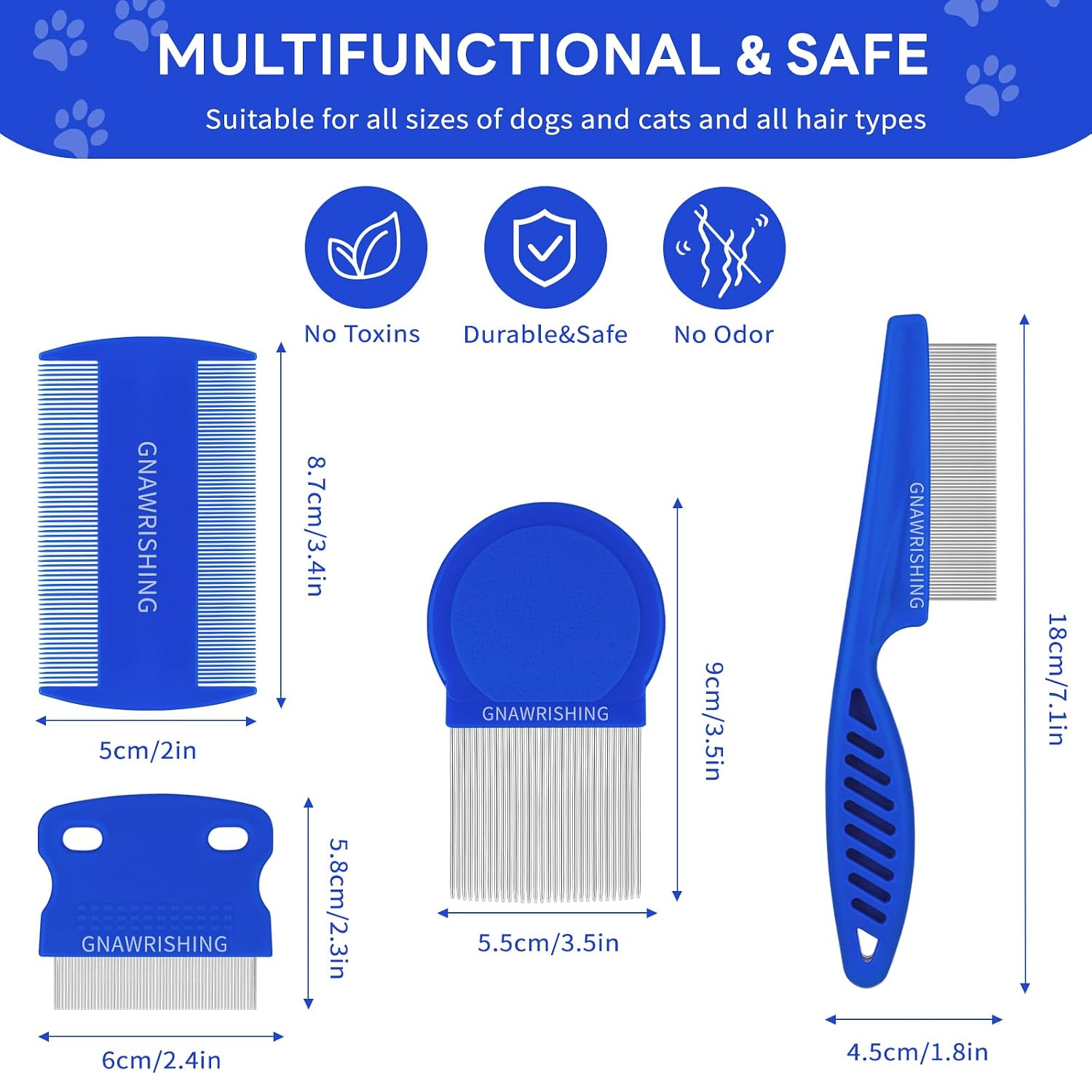 Flea Comb 4Pcs with High Strength Teeth Pet Tear Stain Remover Combs, Pet Dog Cat Grooming Comb Set Effective Float Hair Remover