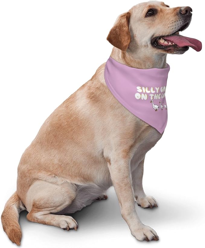 Silly Goose on The Loose Triangle Dog Bandana,Summer Bandana Funny Triangle Dogs Scarf Handkerchief Soft Adjustable Puppy Bandanas (Pink Purple)