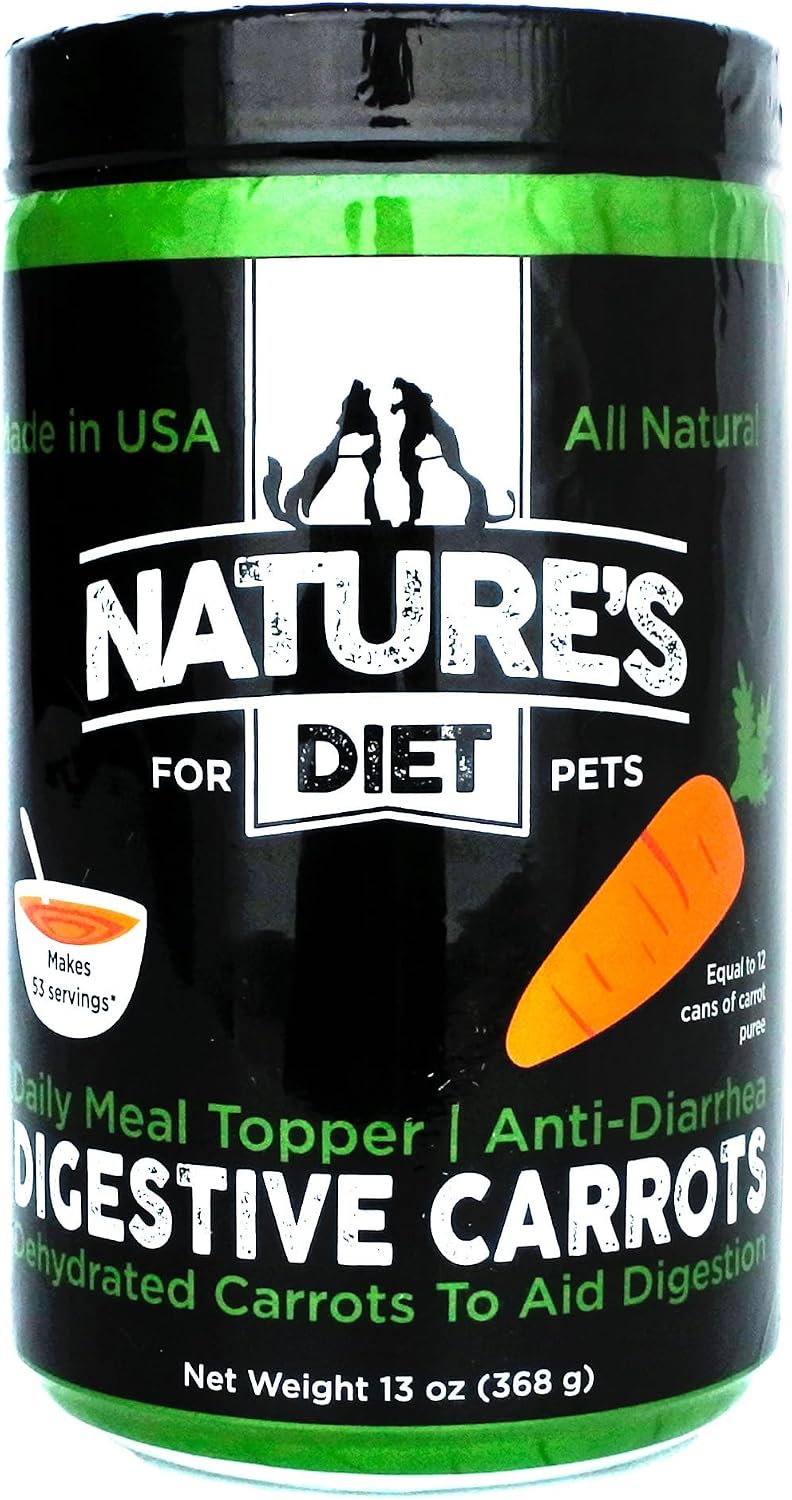 Nature's Diet® Digestive Carrots - Dehydrated Carrot Dog Food Topper for Diarrhea Relief and Improved Digestion, Fiber for Dogs Keep Poop Firm, Gut Health, Firm Stool, Daily Supplement