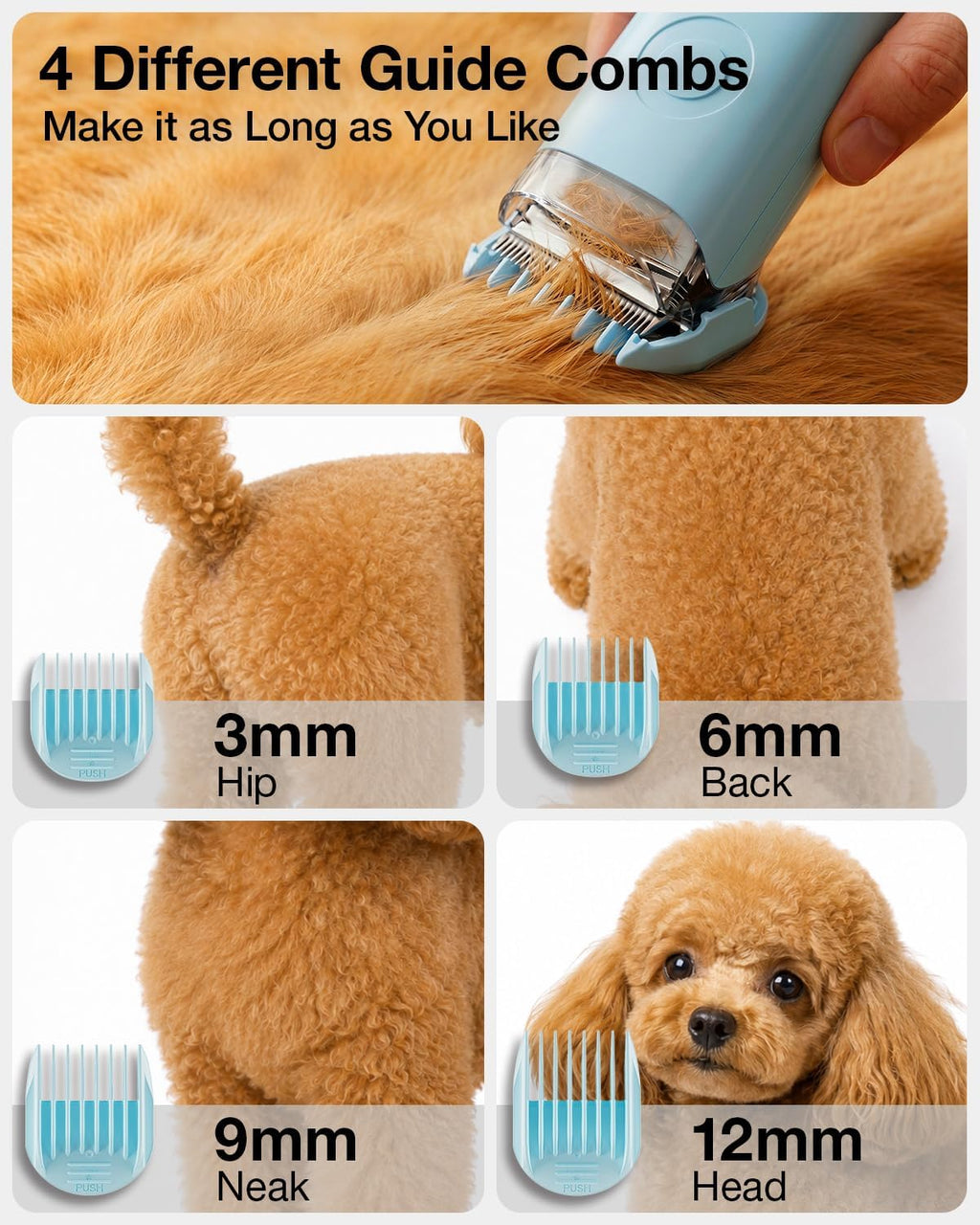 PETGUGU Dog Grooming Vacuum, Dog Vacuum with 7‑in‑1 Clipper, Dog Vacuum for Shedding Grooming, Deshedding Brush,3‑Speed Adjustable & Temp Control Blower,2.5L Dust Cup,Reduces Flying Hair,Easy cleanup