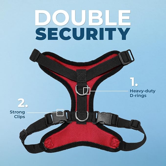 Voyager Step-in Pet Harness - All Weather Mesh, Adjustable Step in Harness for Cats and Dogs by Best Pet Supplies - Red/Black Trim, L