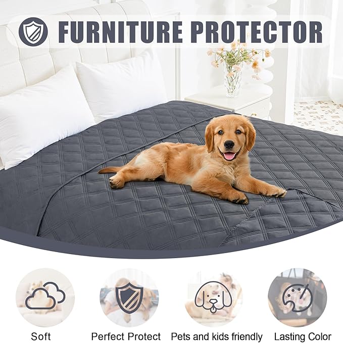 Smiry Waterproof Dog Bed Cover Blanket 30x53, Soft Reversible Pet Blanket, Washable Leakproof Cats Dogs Couch Cover for Sofa, Couch, Furniture, Dark Grey/Dark Grey