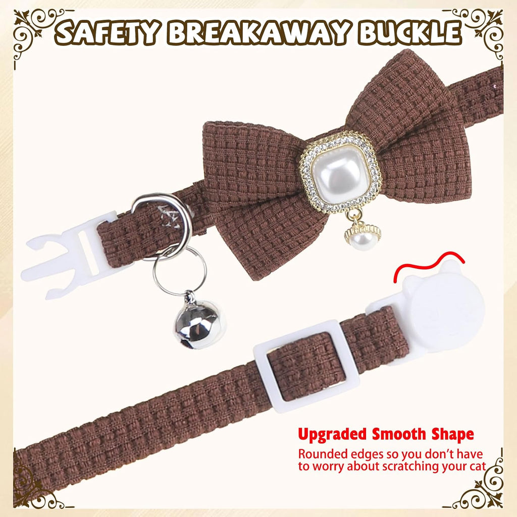 PUPTECK Cat Collar Breakaway with Bells, Adjustable Kitten Collar Outfit | for Girl Boy Small Pet Puppy Bunny, Cute Costume Accessory with Safety Release Buckle (Bowtie-Waffle Weave)