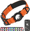Joytale Airtag Dog Collar, Reflective Pet Collar with Waterproof AirTag Holder, Dual D-Rings, Soft Padded Adjustable for Extra Large Dogs, Orange, XL