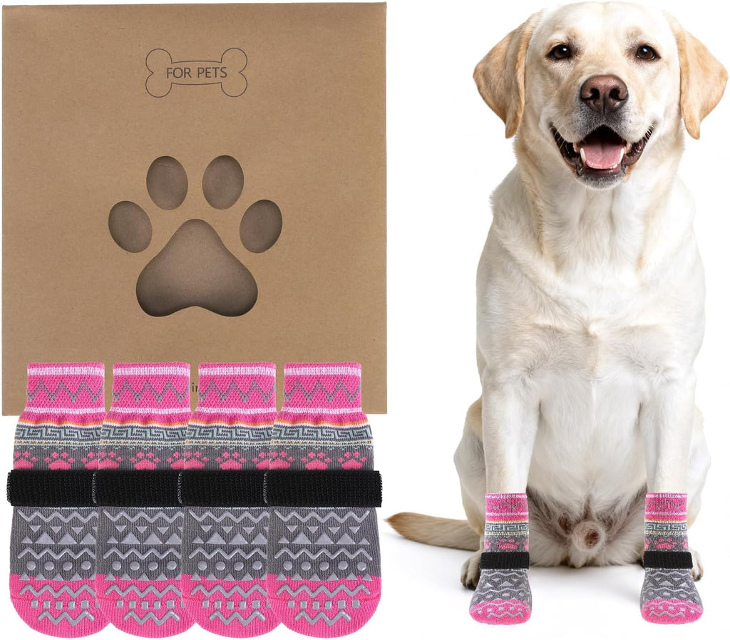 Dog Socks Shoes for Hot Pavement, Breathable & Warm Winter Dog Booties to Prevent Licking Paws for Small Medium Large Senior Dogs,Non Slip Grippy Pet Boots & Paw Protectors for Hardwood Floor