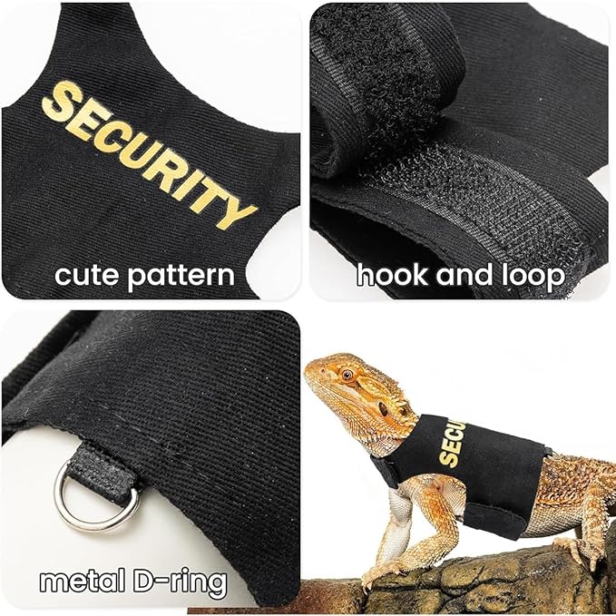 Bearded Dragon Carrier Backpack with Security Printing Harness Set, Reptile Lizard Travel Carrier (Pink, Mommy Harness)
