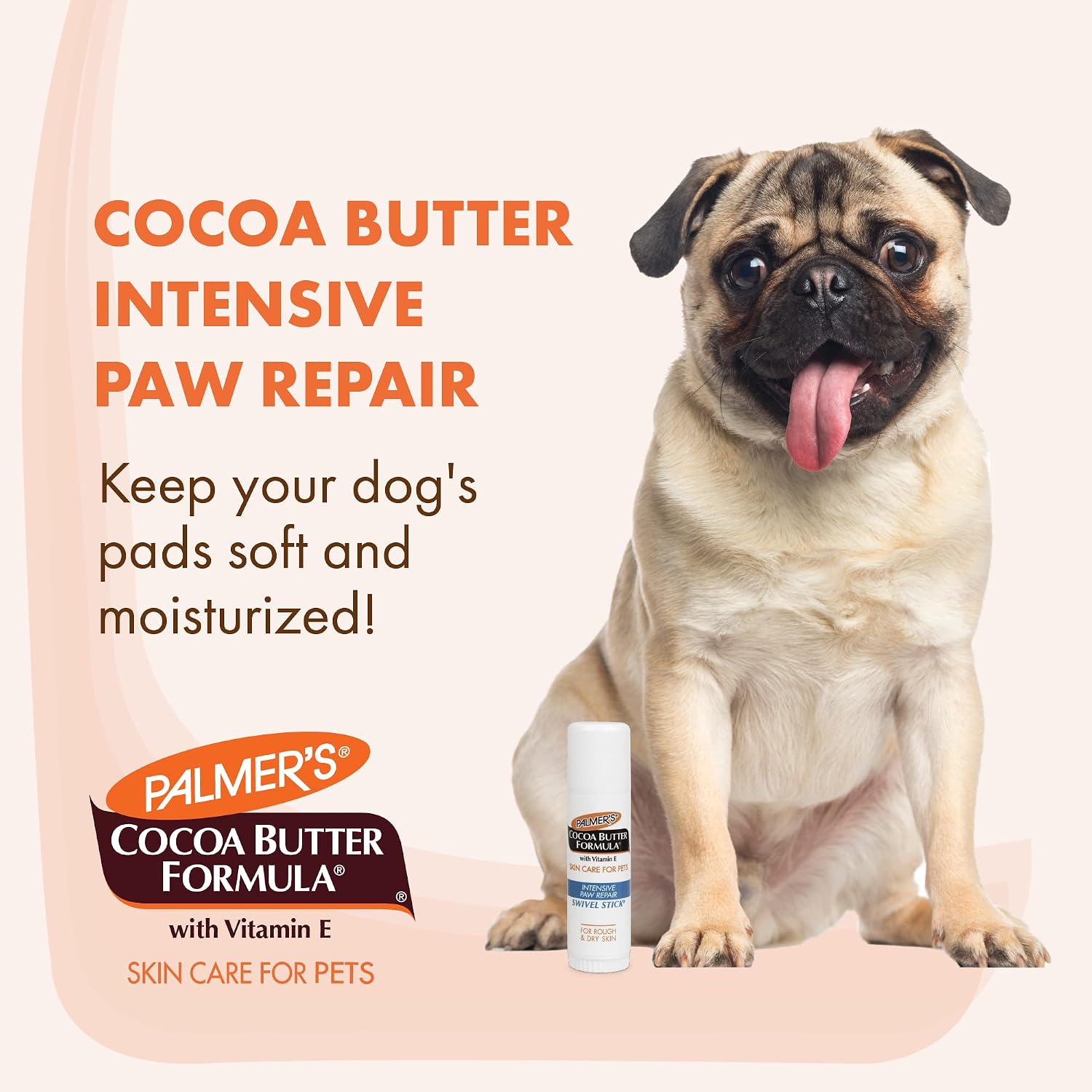 Palmers for Pets Cocoa Butter Paw Pad and Nose Balm, Fragrance-Free, 0.5 Oz | Vitamin E peppermint oil and shea butter, moisturizing balm, fragrance-free, rough or dry paws