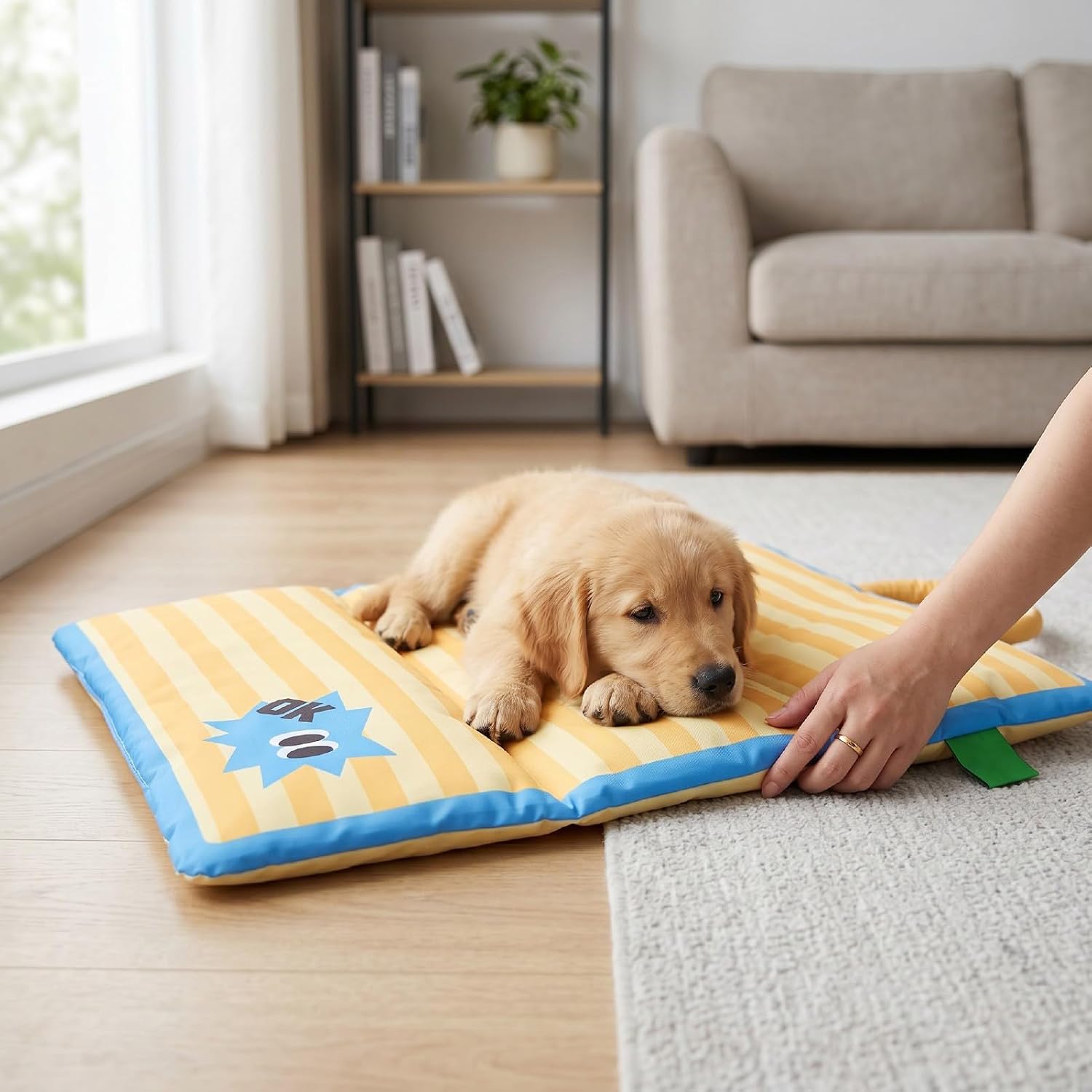 Dog Crate Pad, Reversible Cool Warm Mat, Foldable with Handle for Pets