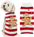 Dog Christmas Sweater Xmas Pet Clothes Cute Striped Gingerbread Man Costume Holiday Puppy Cat Jumpers Outfits New Year Gifts for Small Medium Large Dogs(Red Gingerbread Man,XL)