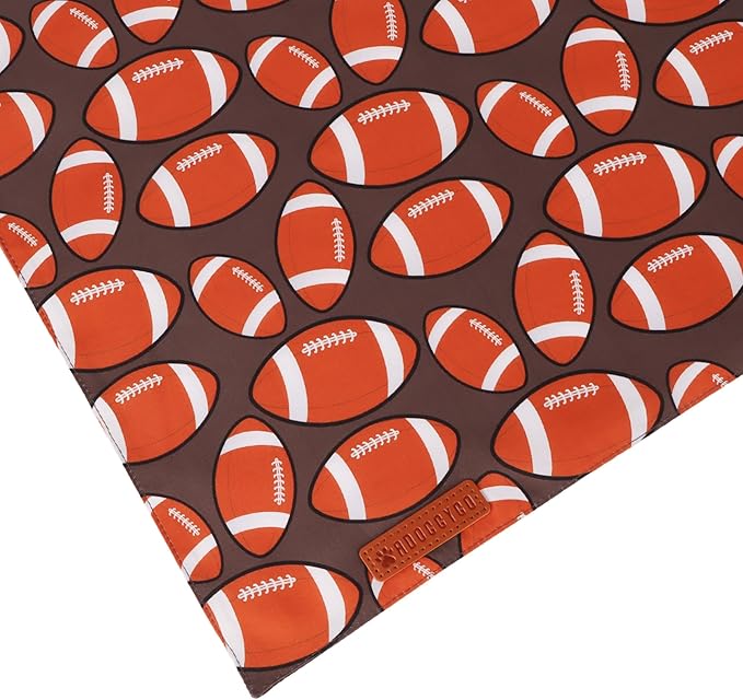 ADOGGYGO Dog Bandanas Boy Girl, Reversible Football Donuts Pet Scarf, Premium Fabric, Adjustable Fit Brown Football Bandanas for Medium Large Dogs (Large)