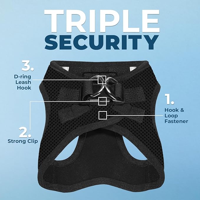 Best Pet Supplies Voyager Step-in Air Harness - All Weather Mesh, Reflective, No Pull Harness for Dogs, Cats - Secure with Hook & Loop Fastener, Buckle, Double D-Rings - Black, XS