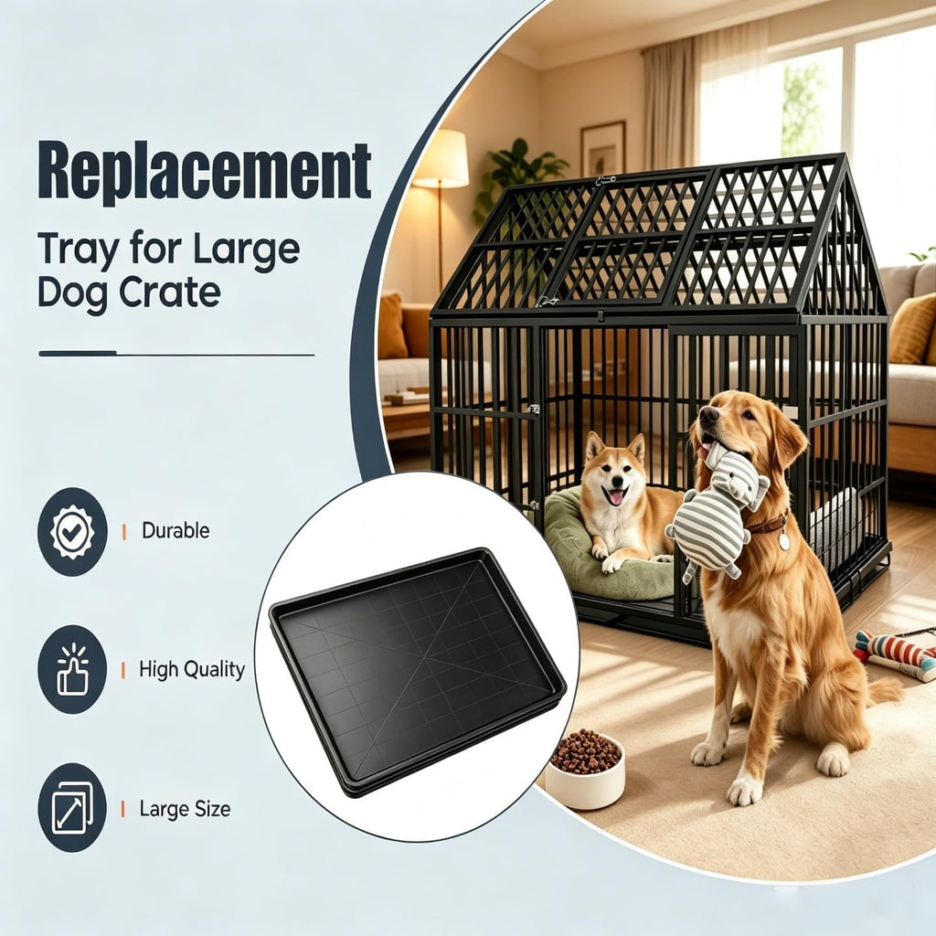 Replacement Tray for 64 Dog Crates, 2 Pack Black, Leak-Proof Plastic, 31.5 x 27.6 Inch, Deep Edge, Easy to Clean