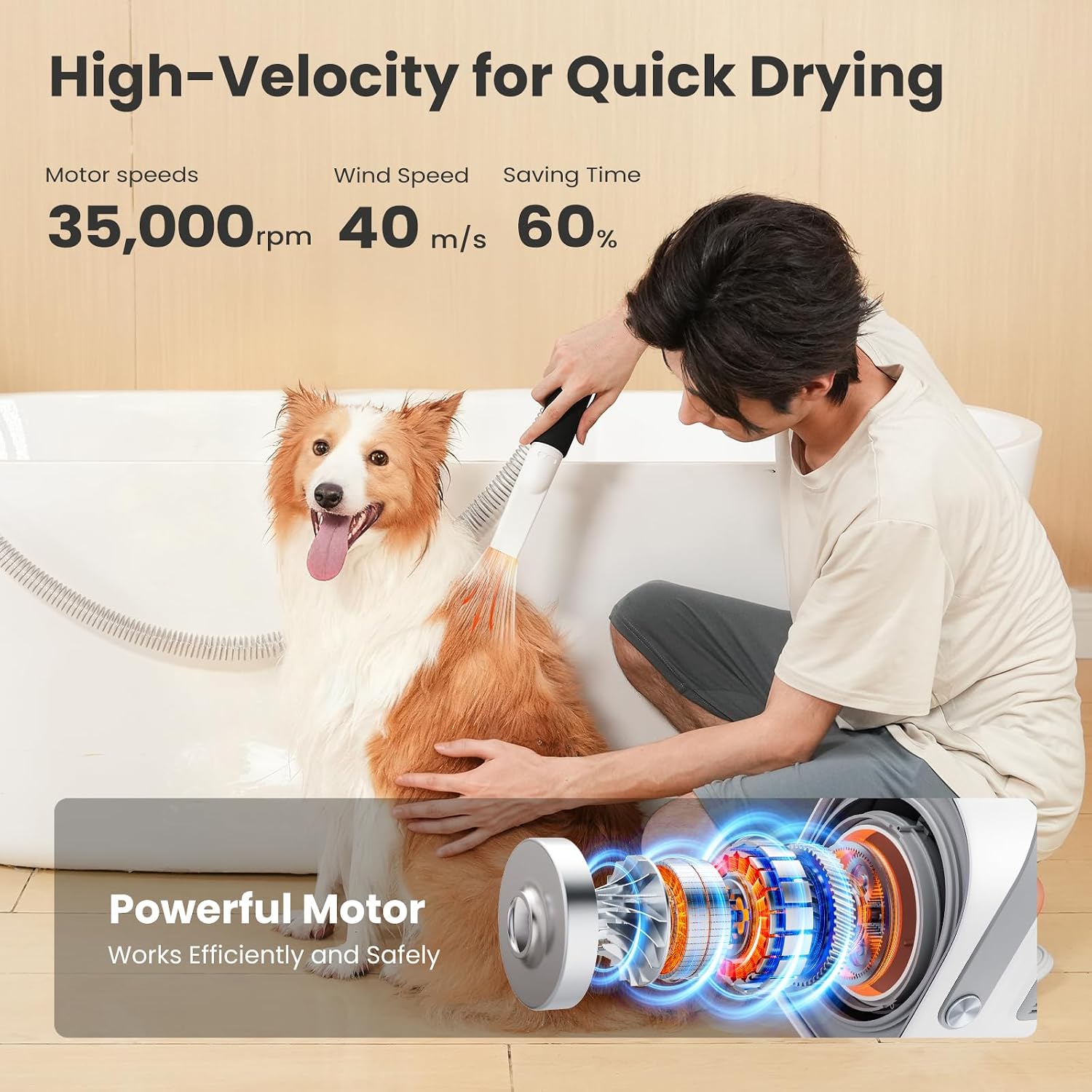 Pecute 7-in-1 Dog Grooming Vacuum & Dryer for Heavy Shedding | 10000Pa suction, adj suction & temp, home & salon use, 55dB low noise, 1.7L dust cup, reduces flying hair, easy cleanup