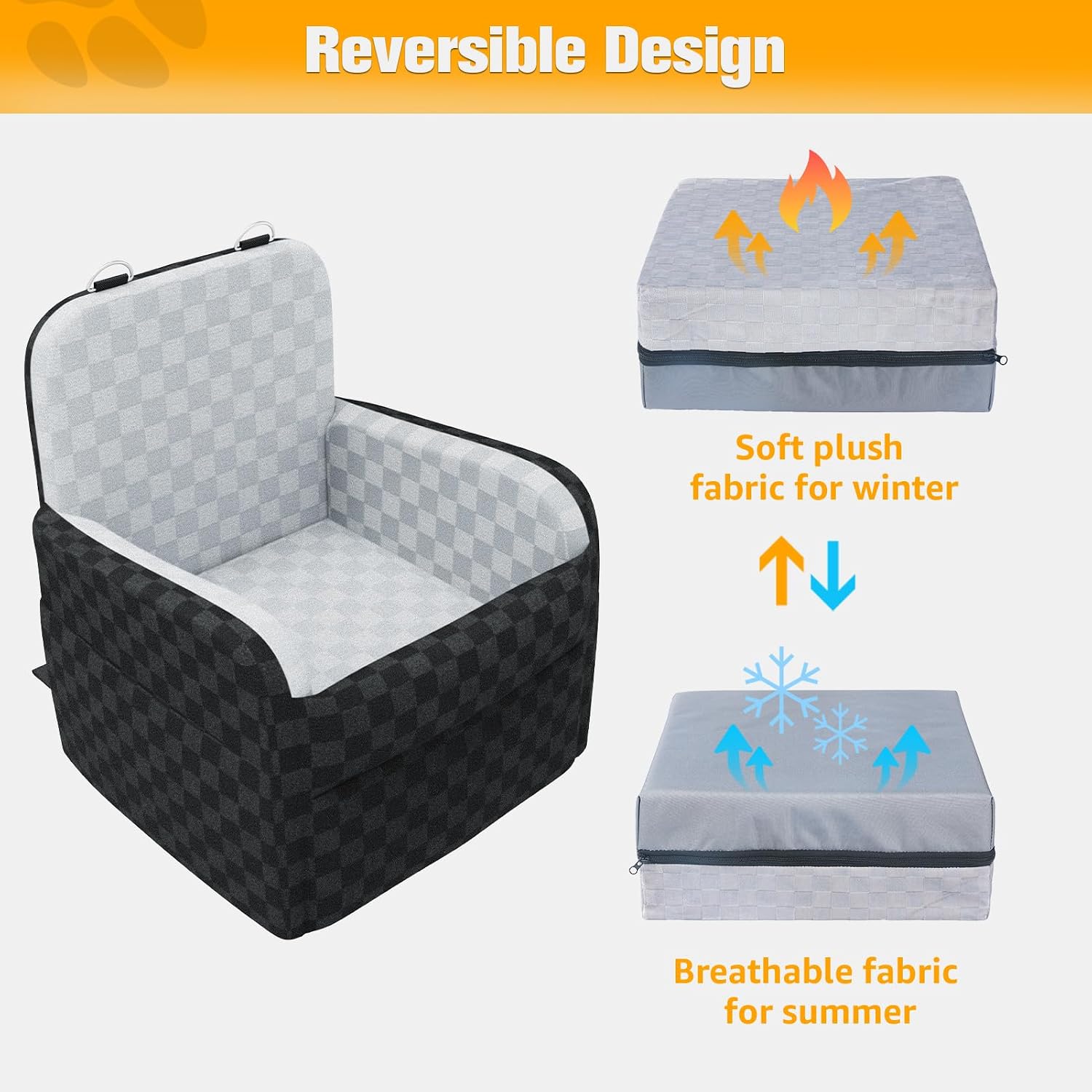 Waterproof Dog Car Seat for Small Medium Dogs, 6in Memory Foam | Pet Booster Seat for Dogs up to 26 lbs with Pockets, Detachable Washable Pet Carseat with Y-Shape Safety Belt