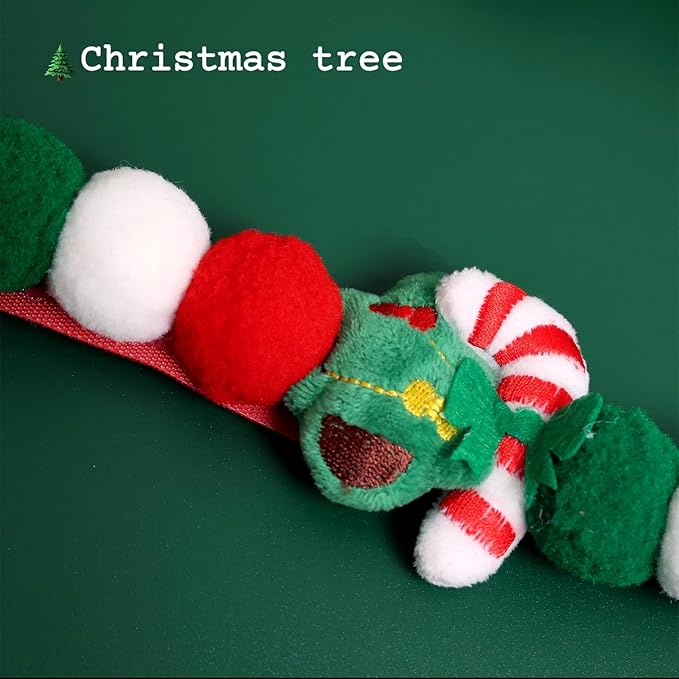Lionheart glory Christmas Collar Pom-Pom Plush Ball Collar for Small Dogs Pet Christmas Costume Soft Funny Dog Collar Xmas Party Accessories Headgear