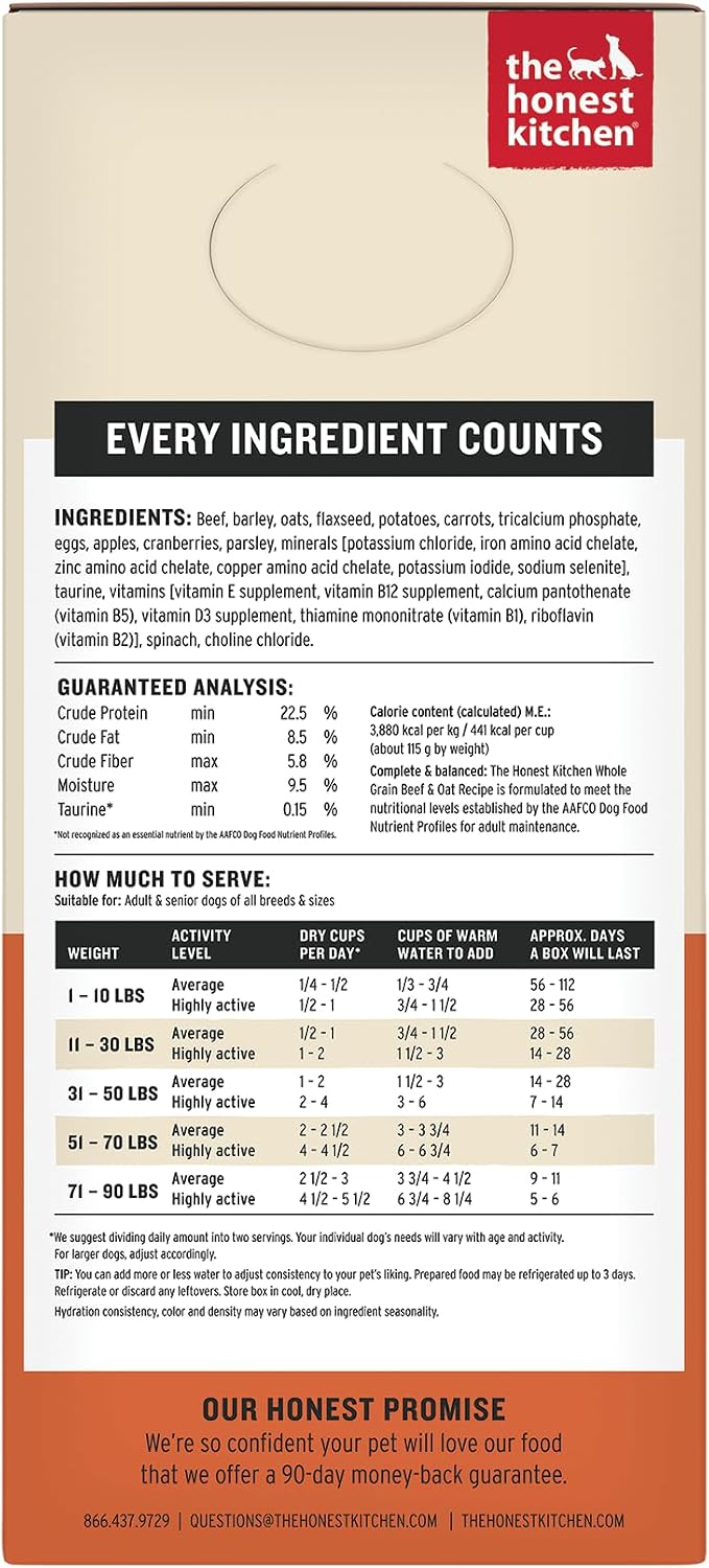 The Honest Kitchen Human Grade Wholemade™ Dehydrated Whole Grain Beef & Oat Dog Food, 7 lb Box