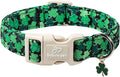St Patricks Day Dog Collar for Large Dogs - Green Lucky Clover Dog Collars, Lightweight Adjustable Irish Festival Shamrock Dogs Collars with Quick Release Buckle L