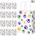 Blulu 20 Pcs Puppy Dog Paw Gift Bags with Paper Twist Handles, Dog Gift Paper Paw Treat Goodie Bags for Pet Treat Party Favor, 6.3 x 3.1 x 8.6 Inch