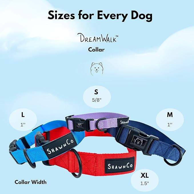 ShawnCo Dream Walk Dog Collar- Premium, Adjustable and Comfortable Pet Collar for Small, Medium, Large and Extra Large Dogs (M, Oceanic Blue)