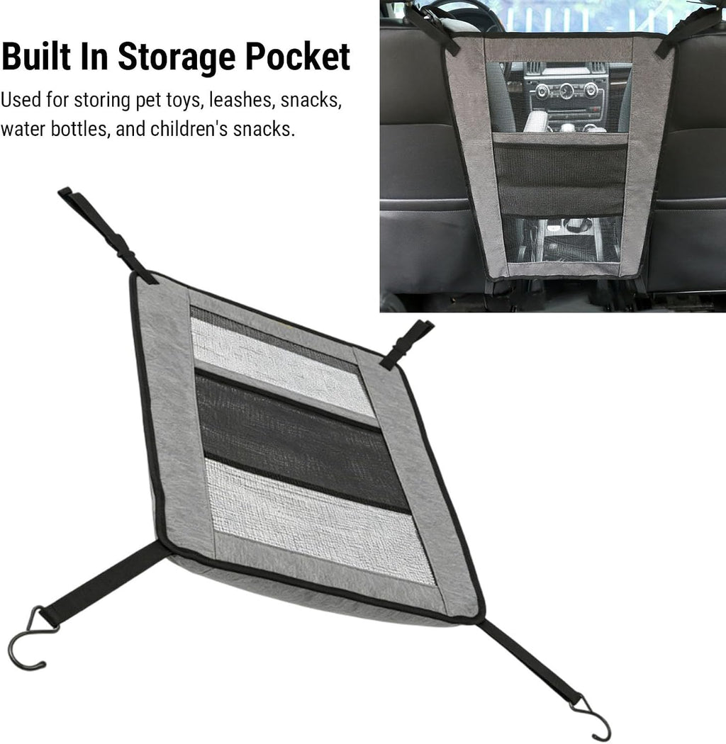 HEEPDD 2 in 1 Dog Car Barrier, Adjustable Visible Breathable Mesh Back Seat Car Dog Barrier with Storage Pocket Universal Sturdy Convenient Net for Travel (45 * 57cm)
