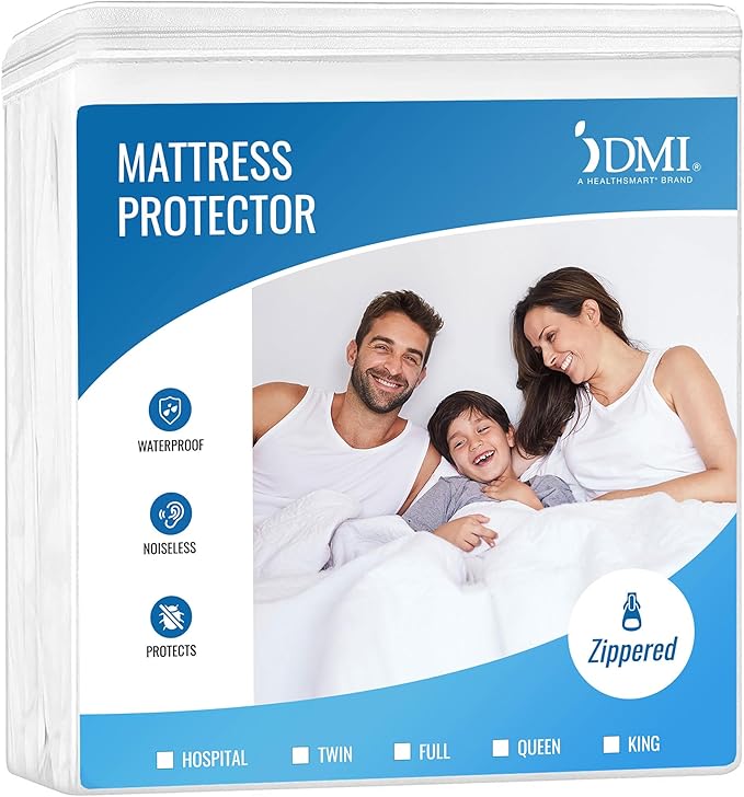 DMI Twin XL Zip Mattress Cover, Waterproof and Washable, Noiseless Cover for College Dorm, Hospital Bed, and Incontinence - Durable Mattress Protector Twin Size XL for Pets & Spills