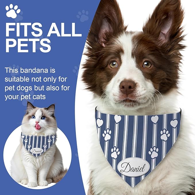 Personalized Dog Bandana Custom Name & Design, Premium Custom Dog Bandana for Small Medium Large Dogs, Soft Fabric Pet Scarf Personalized Pet Accessories Gift (Premium Elegant, Large)