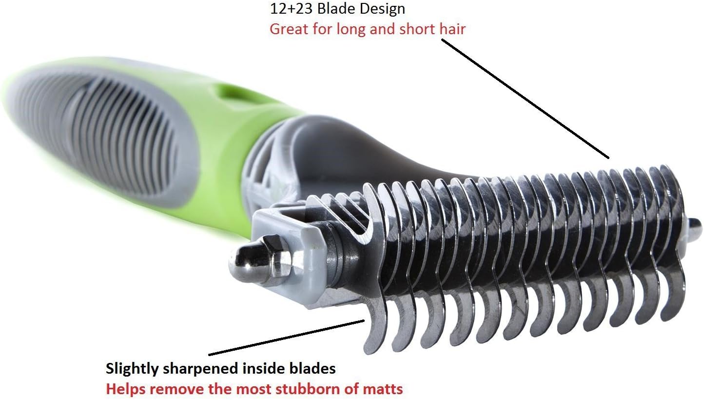 Berso Best Pet Dematting Comb Tool Great to Brush Medium and Long Hair Dogs and Cats
