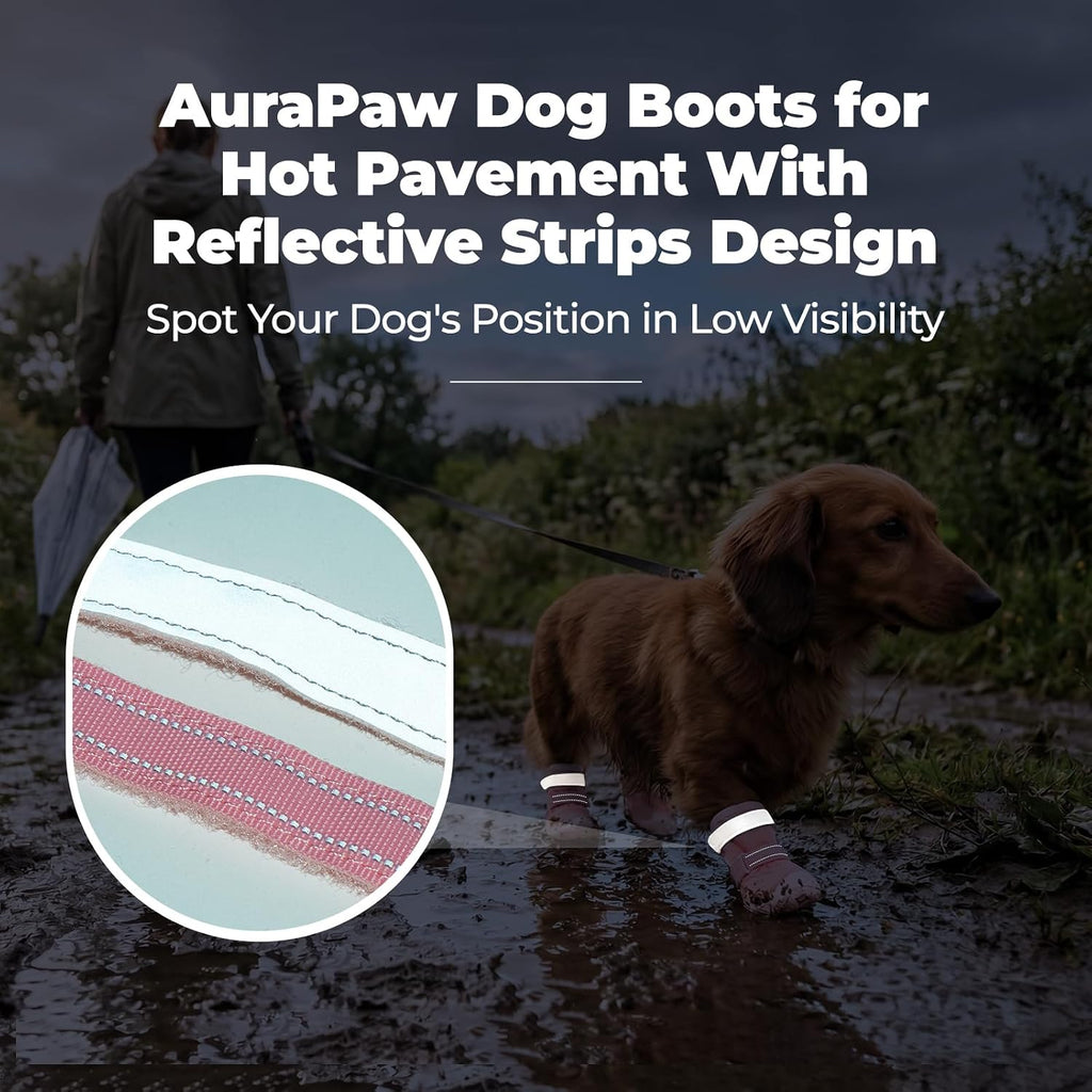 Breathable Mesh Boots for Dogs, Reflective Summer Puppy Booties | Adjustable, Anti Slip Paw Protectors for Hot Asphalt Sidewalk Walking, Pink, Size 1
