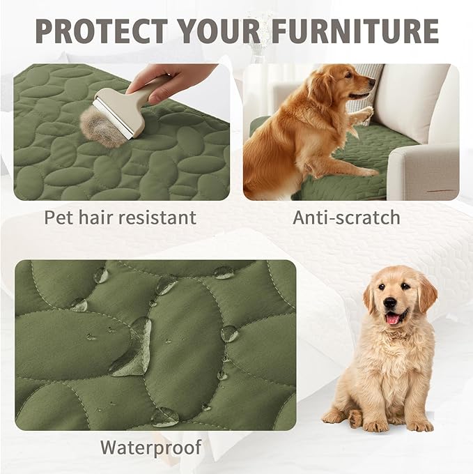 Ameritex Waterproof Pet Bed Cover Anti-Slip Dog Bed Blanket for Sofa and Furniture Waterproof New Pattern Design (Green, 30x90 Inch (Pack of 1))