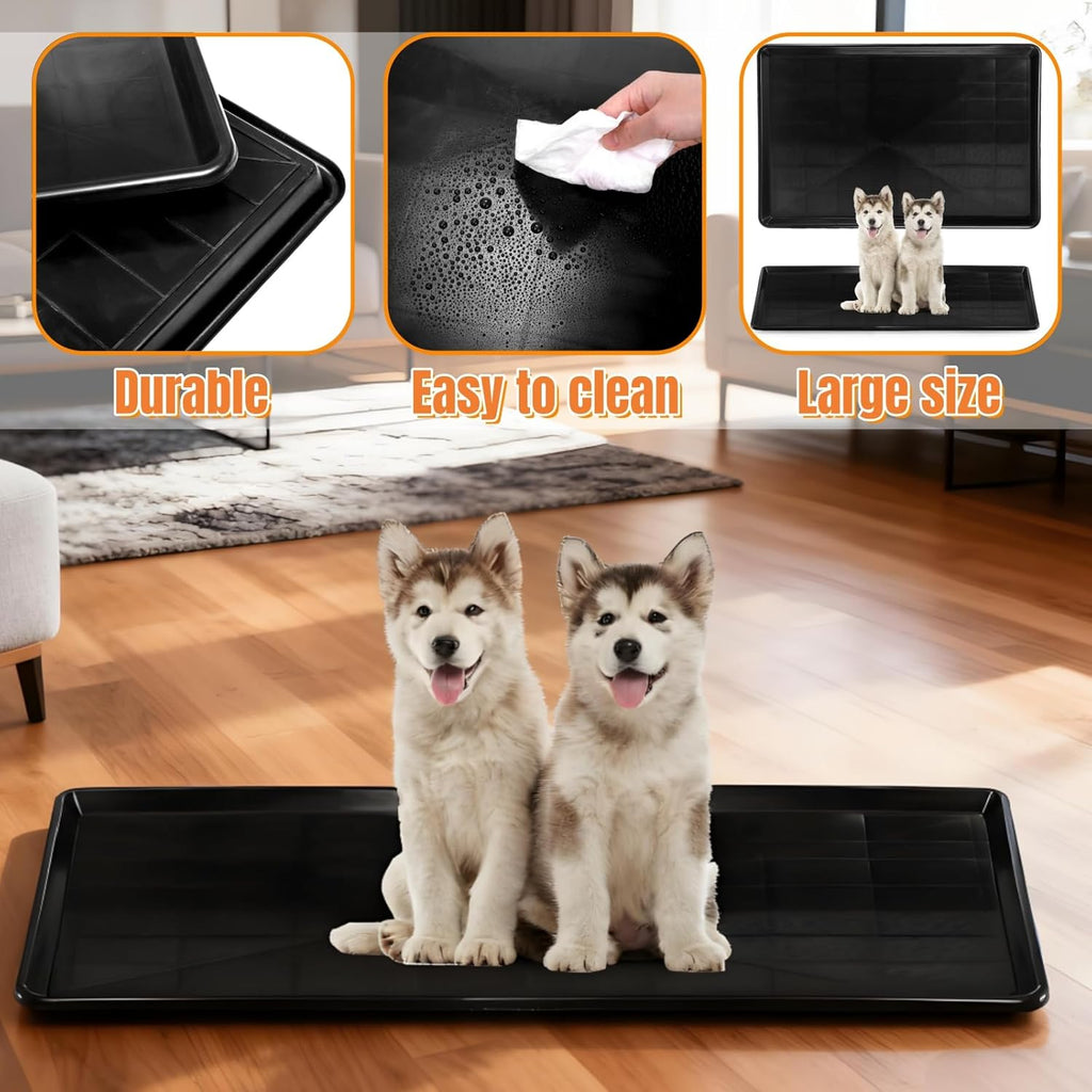 2 Pack Dog Crate Tray, 35.2" L x 23.2" W Large ChewProof Replacement Pan for Dog Crate, Plastic Bottom Pan Liner Drip Trays Pan for Pet Crates Kennels