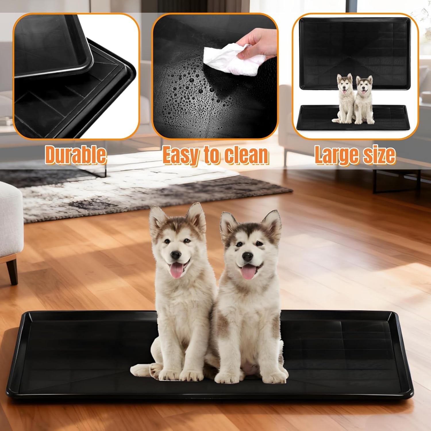 2 Pack Dog Crate Tray, 35.2" L x 23.2" W Large ChewProof Replacement Pan for Dog Crate, Plastic Bottom Pan Liner Drip Trays Pan for Pet Crates Kennels